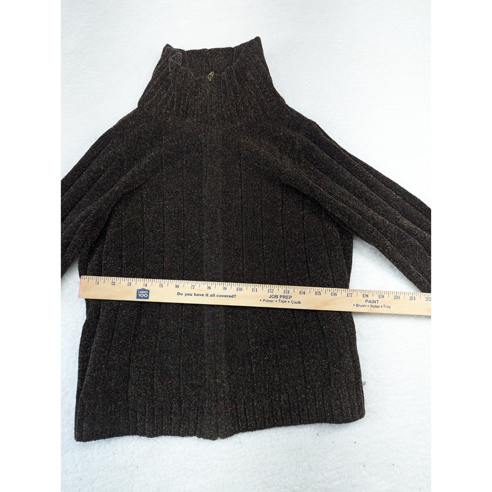 Evan Picone Acrylic Blend Sweater Women's Black Brown Red Long Sleeve Full Zip S - Picture 4 of 7